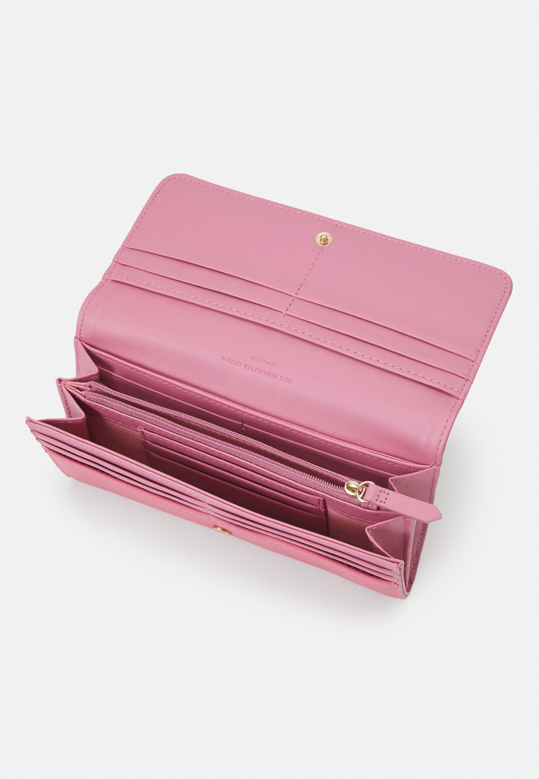 折りたたみ財布 VALENTINO portafoglio compatto in pelle rosa quarzo con zip Valentino Garavani Rockstud Wallet on Chain - Pink