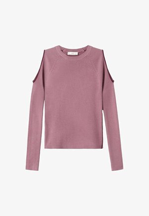 Ljubičasta dugorukava majica sa otvorima na ramenima i okruglim izrezom.