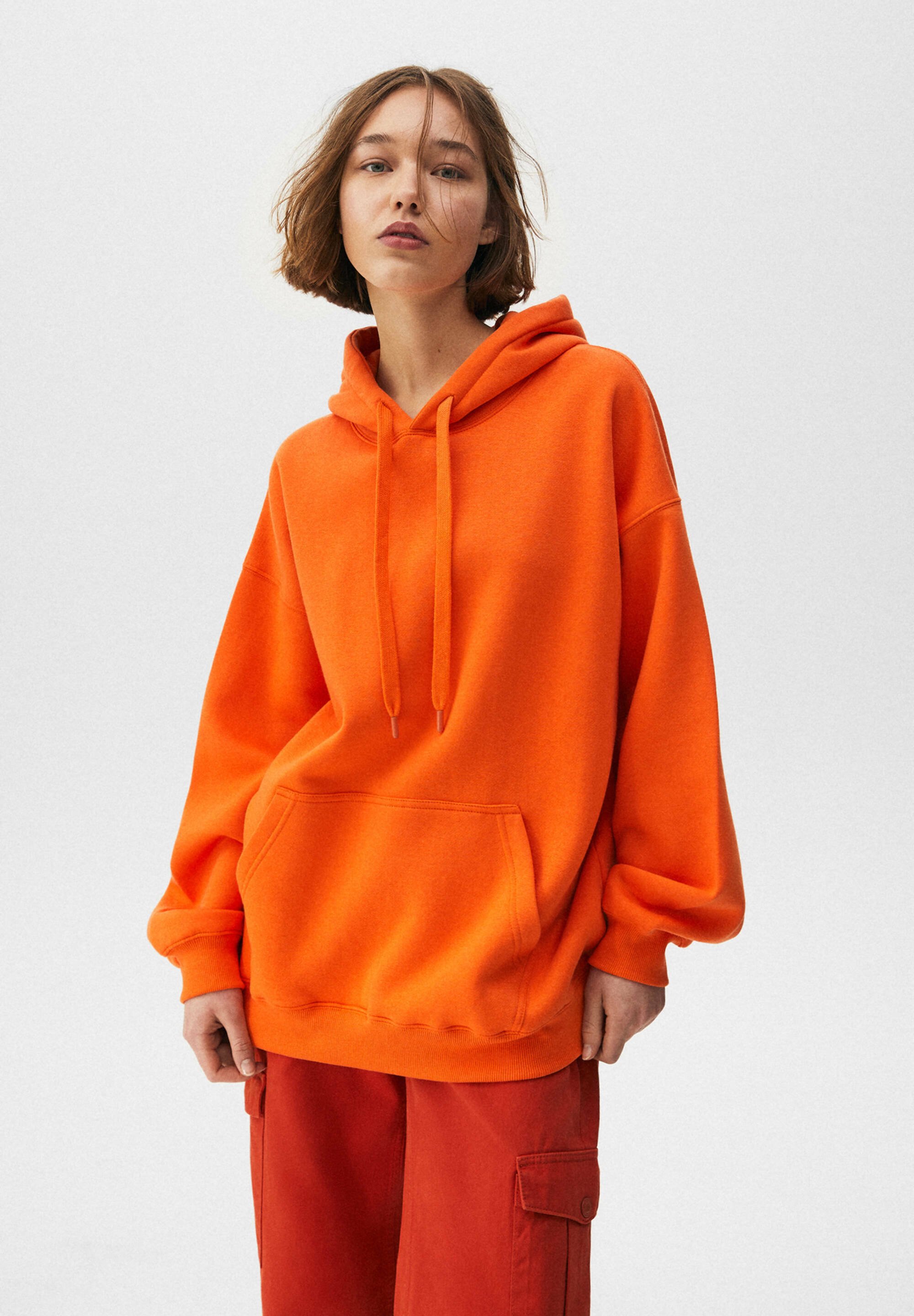 PULLu0026BEAR OVERSIZED - Hoodie - orange - Zalando.ie