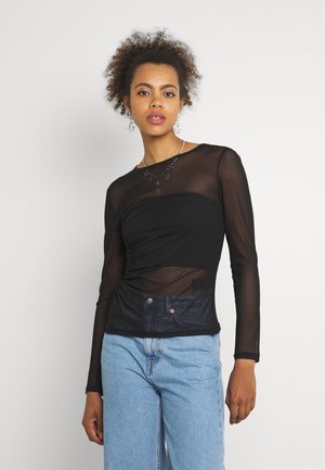 ASYMMETRIC GATHERED - Top s dlouhým rukávem - black