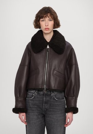 Skinnjacka - conker brown/burgundy
