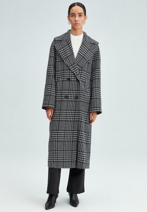 PLAID DOUBLE-BREASTED - Klassikaline mantel - black