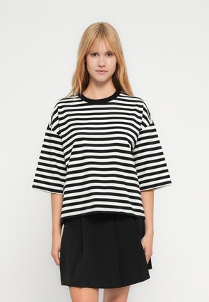 NMEMBER STRIPE - T-Shirt print - black/cloud dancer