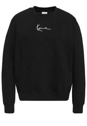 Sort sweatshirt lavet af bomuld med rund hals. Har et hvidt broderet logo på brystet samt ribbede ærmekanter og kant.