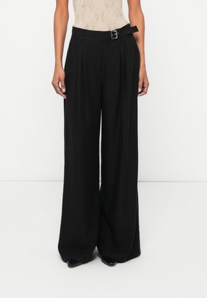 BELT DETAIL DAILY PANTS - Broek - black