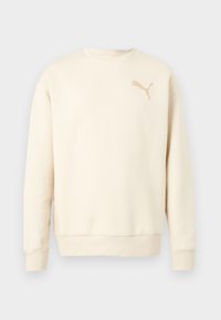 Λευκή φούτερ μπλούζα μακρυμάνικη με στρογγυλή λαιμόκοψη, με ριμπ μανσέτες και τελείωμα, με μικρό ταμπά λογότυπο Puma στο αριστερό στήθος.