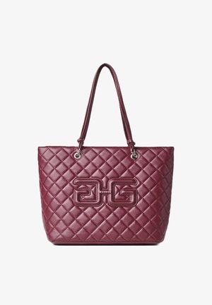 Borsa tote in pelle trapuntata color vinaccia con doppi manici e logo in rilievo sulla parte anteriore.