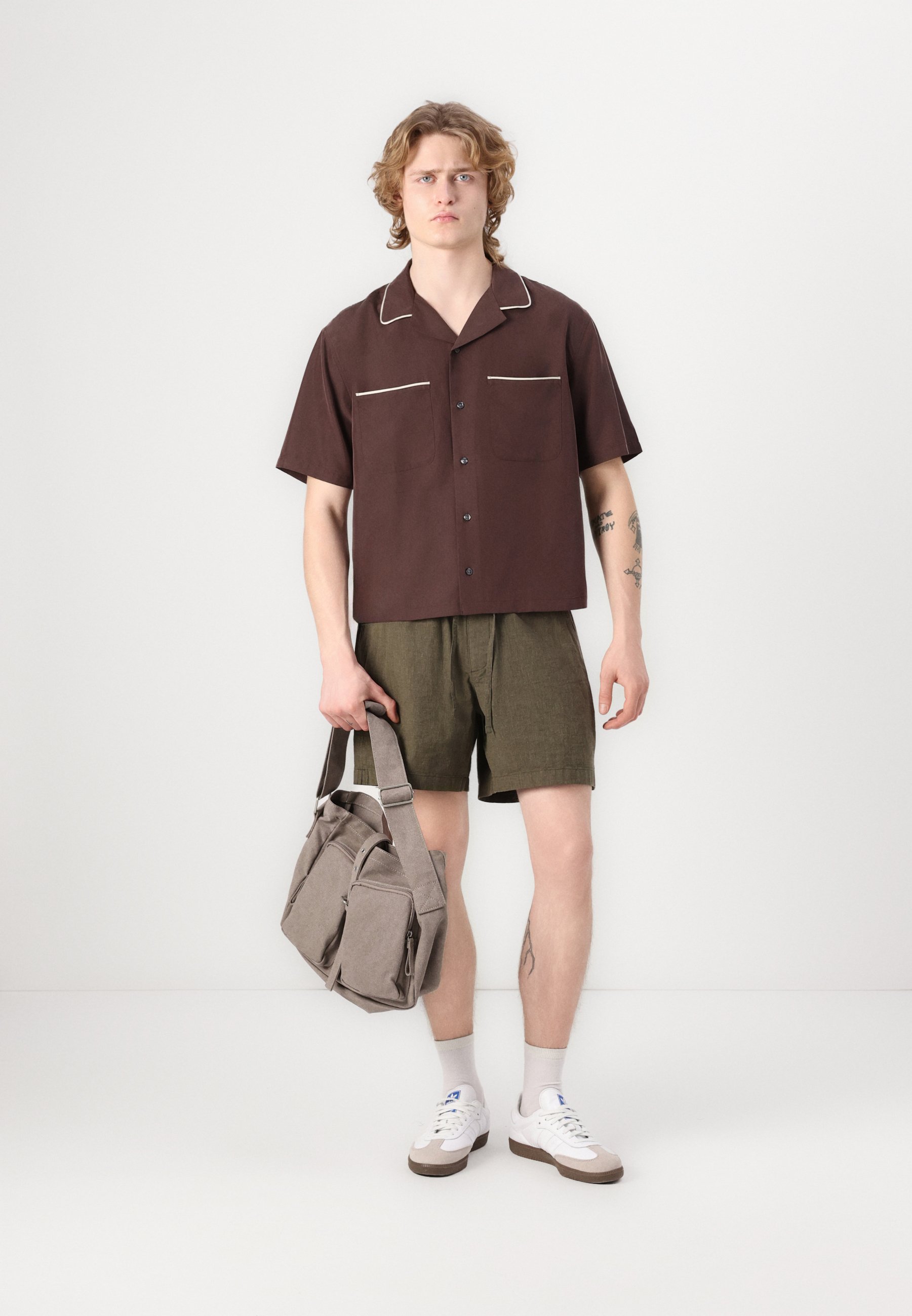 Abercrombie & Fitch Camp Collar Cropped Cupro Shirt - Shirt