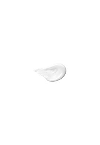 Crema bianca o idratante con una texture liscia e lucida, modellata in una goccia curva su uno sfondo bianco.