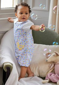 JoJo Maman Bébé STRAWBERRY APPLIQUE POCKET DITSY FLORAL REGULAR FIT - Kombinezons - lilac purple duck