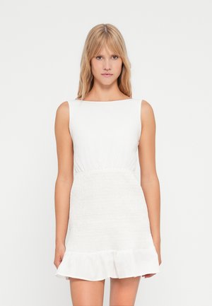 WIDE STRAP SLASH NECK MINI DRESS - Vestito casual - white
