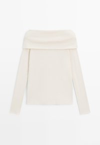 Ecru, długi rękaw, top z dekoltem eksponującym ramiona. Miękki materiał i dopasowany krój z bezszwowymi ramionami i bez widocznych zapięć.