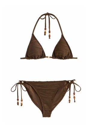 Friends Like These REGULAR FIT - BIKINI SET TEXTURED BEADED TIE SIDE . - Bikini - chocolate brown