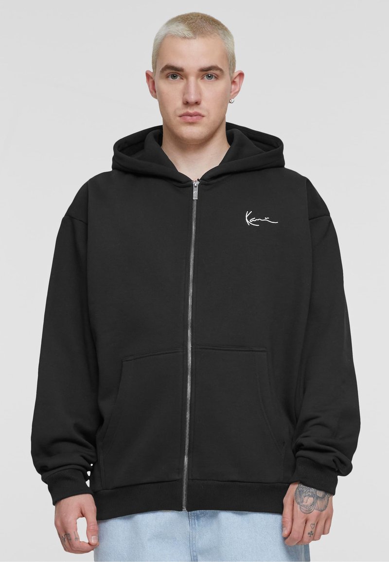 Karl Kani HOODED CHEST SIGNATURE ESSENTIAL - Cipzáras pulóver - black