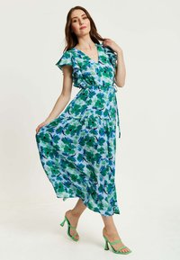 Liquorish FLORAL WRAP - Maxi dress - blue/green