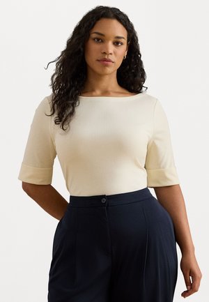 COTTON BOATNECK T-SHIRT - T-shirt basic - mascarpone cream
