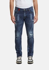 2Y Premium CARLOS DESTROYED SLIM FIT - Tapered-Farkut - mid blue
