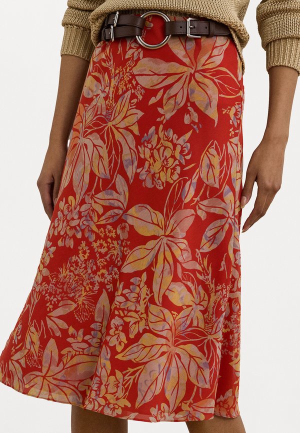 Floral Crinkle Georgette Midi Skirt - A-line skirt4