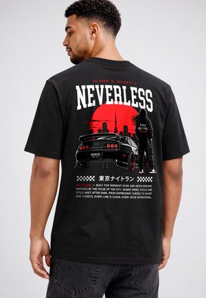 Neverless, HERREN T-SHIRT - TOKYO DRIFT - OVERSIZED RELAXED FIT PRINTSHIRT - T-Shirt print - relaxed-fit schwarz