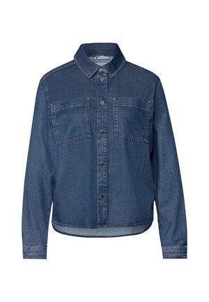 Street One, LANGARM DENIM HEMDBLUSE MIT KNÖPFEN - Chemisier - dark mid blue washed