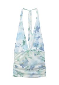 FLORAL HALTER - Top - blue