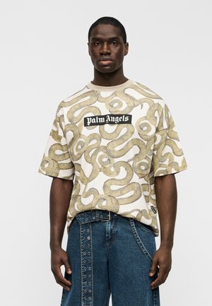 SNAKE ALLOVER LOOSE TEE - Μπλουζάκι με στάμπα - ivory/green