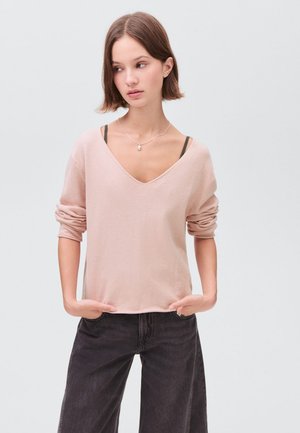 Mango Kids V-NECK PLAIN TEEN - Stickad tröja - light pink