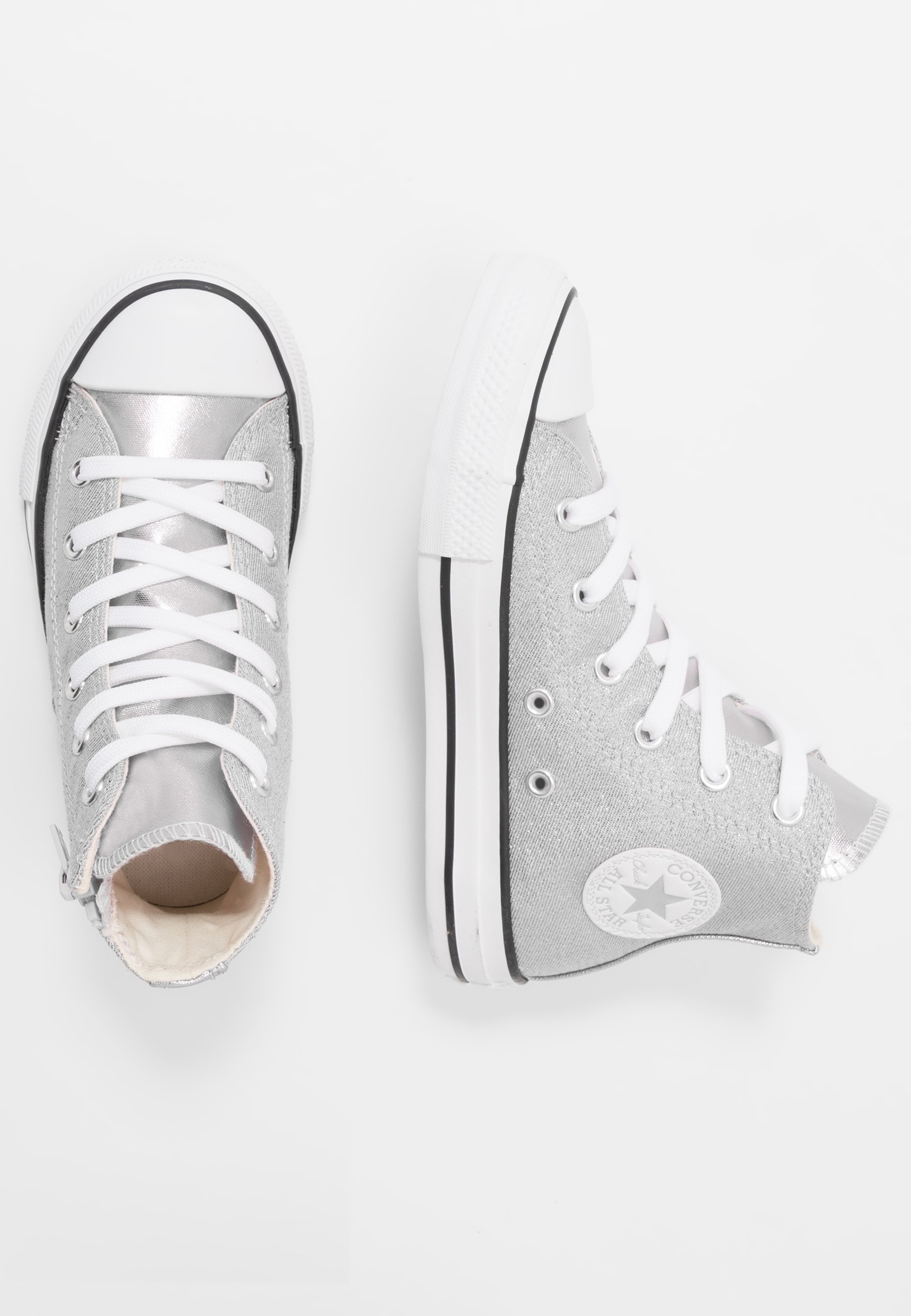 converse argento tacco