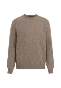Oscar Jacobson ASTON ROUNDNECK - Strickpullover - walnut beige