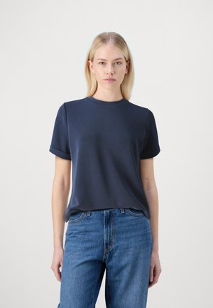 Selected SLFTENNY O NECK FOLD UP TEE - T-shirt basique - dark sapphire
