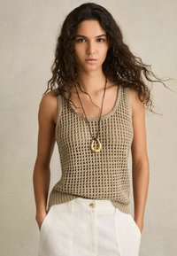 Reiss REGULAR FIT - CLAUDIA OPEN - Toppi - stone