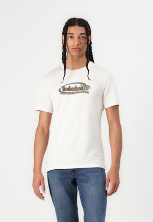 Timberland BIG OVAL LOGO TEE VINTAGE - Majica kratkih rukava s printom - vintage white