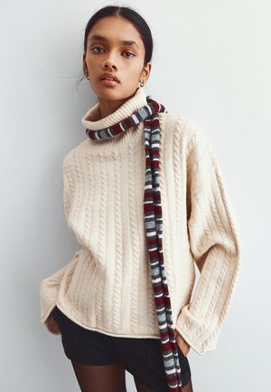 HIGH NECK CABLE - Strickpullover - sand