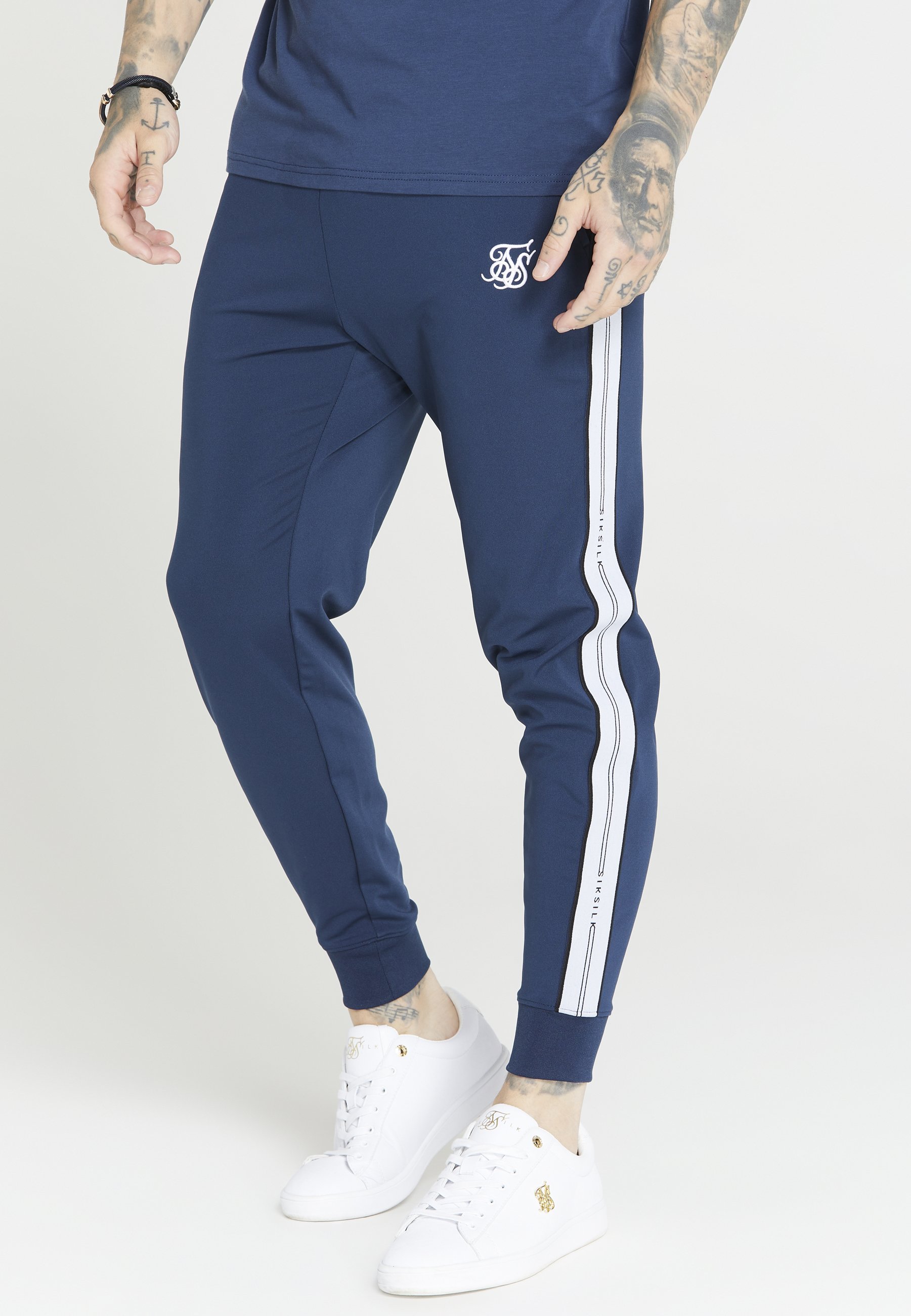 SIKSILK STATUS TAPE CUFFED PANTS - Trainingsbroek - navy/donkerblauw -  Zalando.nl