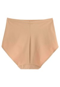 Nude högmidjade simbyxor, tillverkade av slätt, elastiskt tyg. Har ett elastiskt midjeband och sömlösa kanter för komfort.