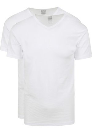 Witte V-hals T-shirts in een verpakking van twee. Gemaakt van zachte katoen, met korte mouwen en een regular fit. Labels zichtbaar bij de halslijn.