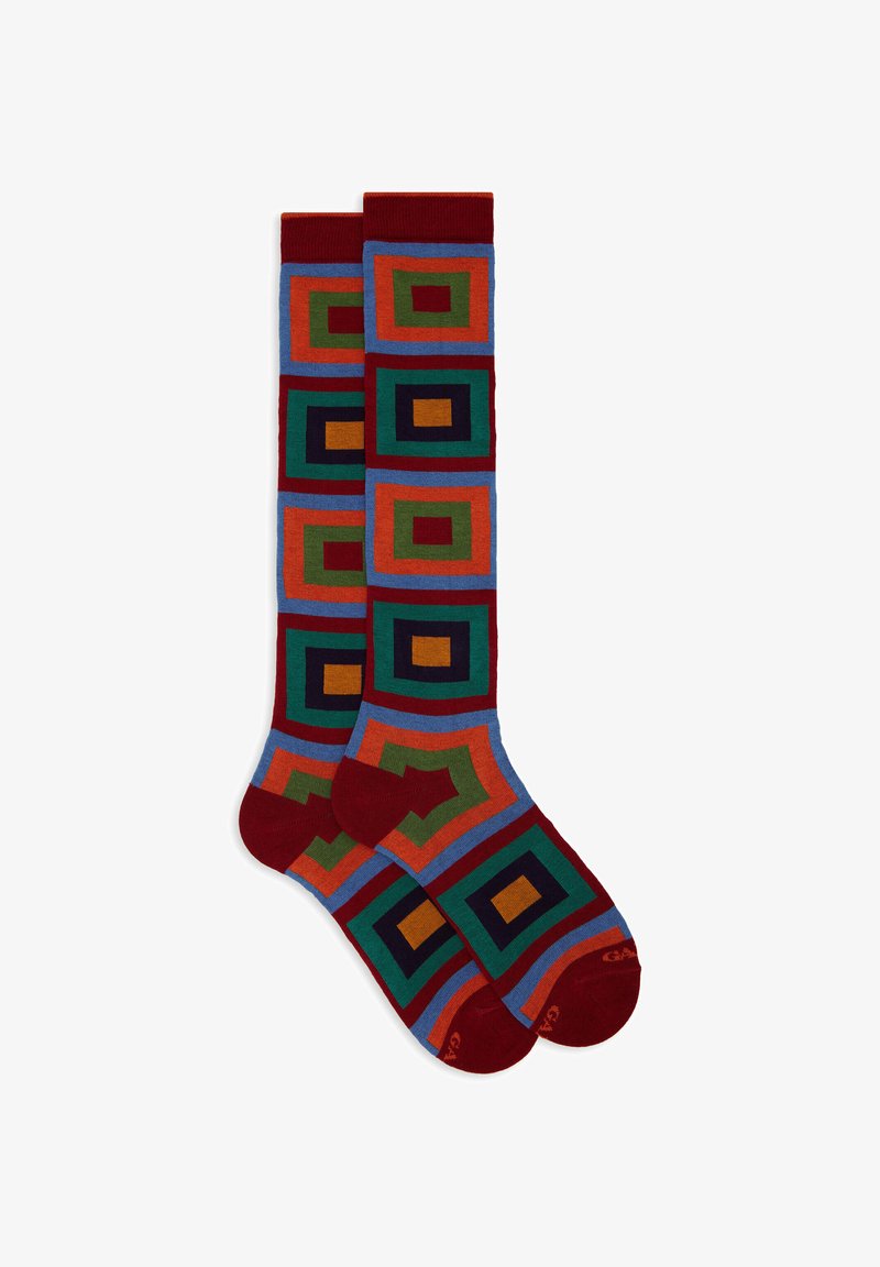 Gallo WITH CONCENTRIC SQUARE MOTIF - Calzettoni - amaranto