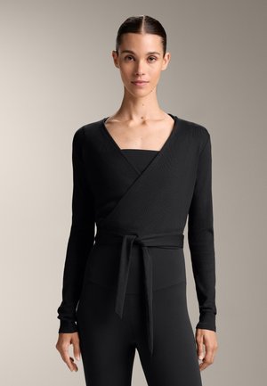 RIB COTTON WRAP - Långärmad tröja - black