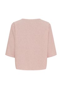 Rød- og hvidstribet cropped top med korte ærmer, lavet af blødt stof, med firkantet halsudskærning og en udekoreret ryg.