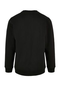 Schwarzes Sweatshirt mit langen Ärmeln, rundem Halsausschnitt, gerippten Bündchen und Saum. Glatte Stofftextur, schlichtes Design, keine sichtbaren Muster oder Akzente.