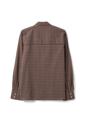 Stefanel, CHECKED SHIRT WITH TIE-NECK, REGULAR FIT. - Blusa - brown
