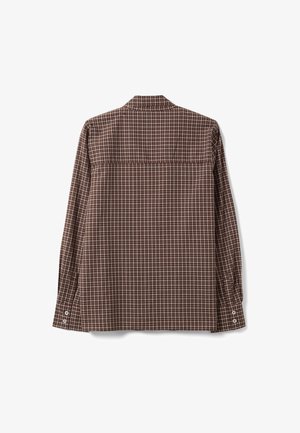 Stefanel, CHECKED SHIRT WITH TIE-NECK, REGULAR FIT. - Blusa - brown