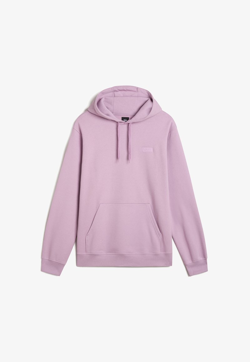 Haut à capuche violet clair en mélange de coton, doté d'une poche avant, d'une capuche à cordon de serrage et d'un logo subtil brodé sur la poitrine.