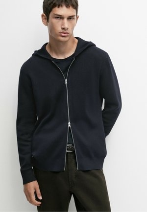 Massimo Dutti, HOODED KNIT CARDIGAN - Cardigan - mottled dark blue