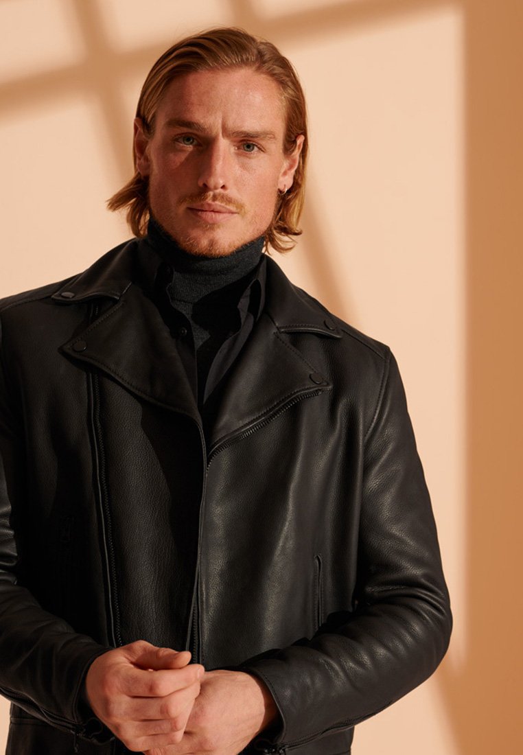 superdry leather biker jacket