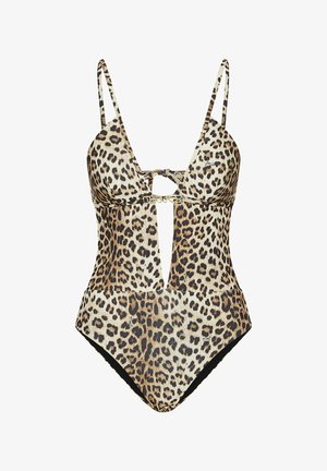 LIU JO, LIU JO ONE-PIECE ANIMAL PRINT SWIMSUIT - Μαγιό - brown