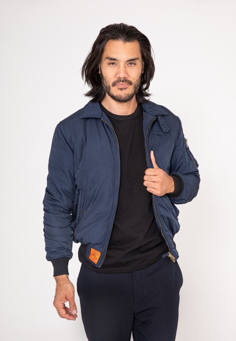 Veste Bomber Oversize En Sweat Bleu Acier À Zip | Athleisure | PLT FR