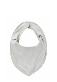 Bomullshalsduk i off-white med triangulär form, tryckknappsstängning och mjuk söm. Slät textur, lämplig för spädbarn.