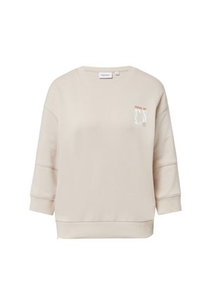 comma casual identity MIT 3/4-ÄRMELN UND RELIEF - Sweatshirt - helles beige