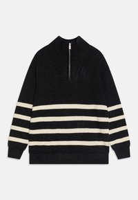 Lindex HALFZIP STRIPE UNISEX - Striktrøje - dark grey